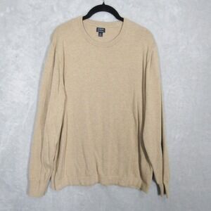 J.Crew Mens XL Crew Neck Long Sleeve Cotton Sweater Tan Casual Pullover